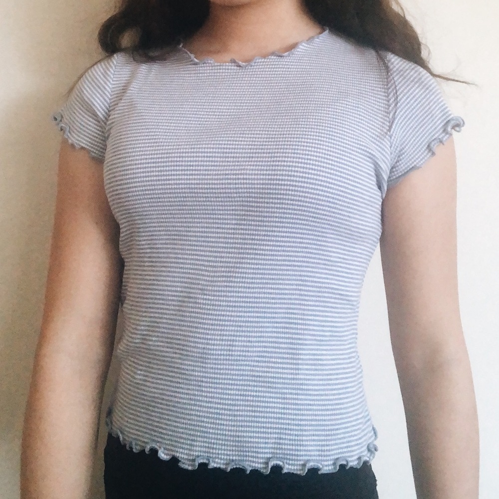 blue striped shirt